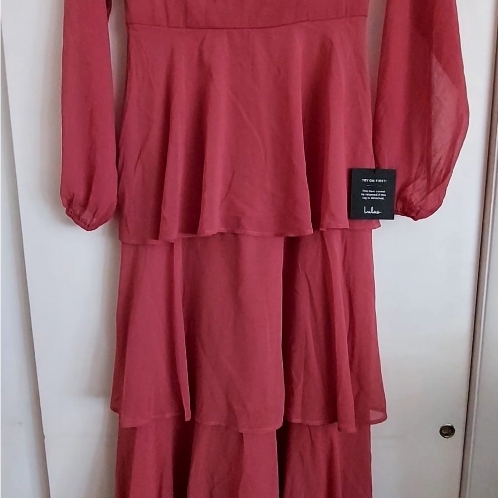 Lulu's Rose Long Sleeve Layered Dress